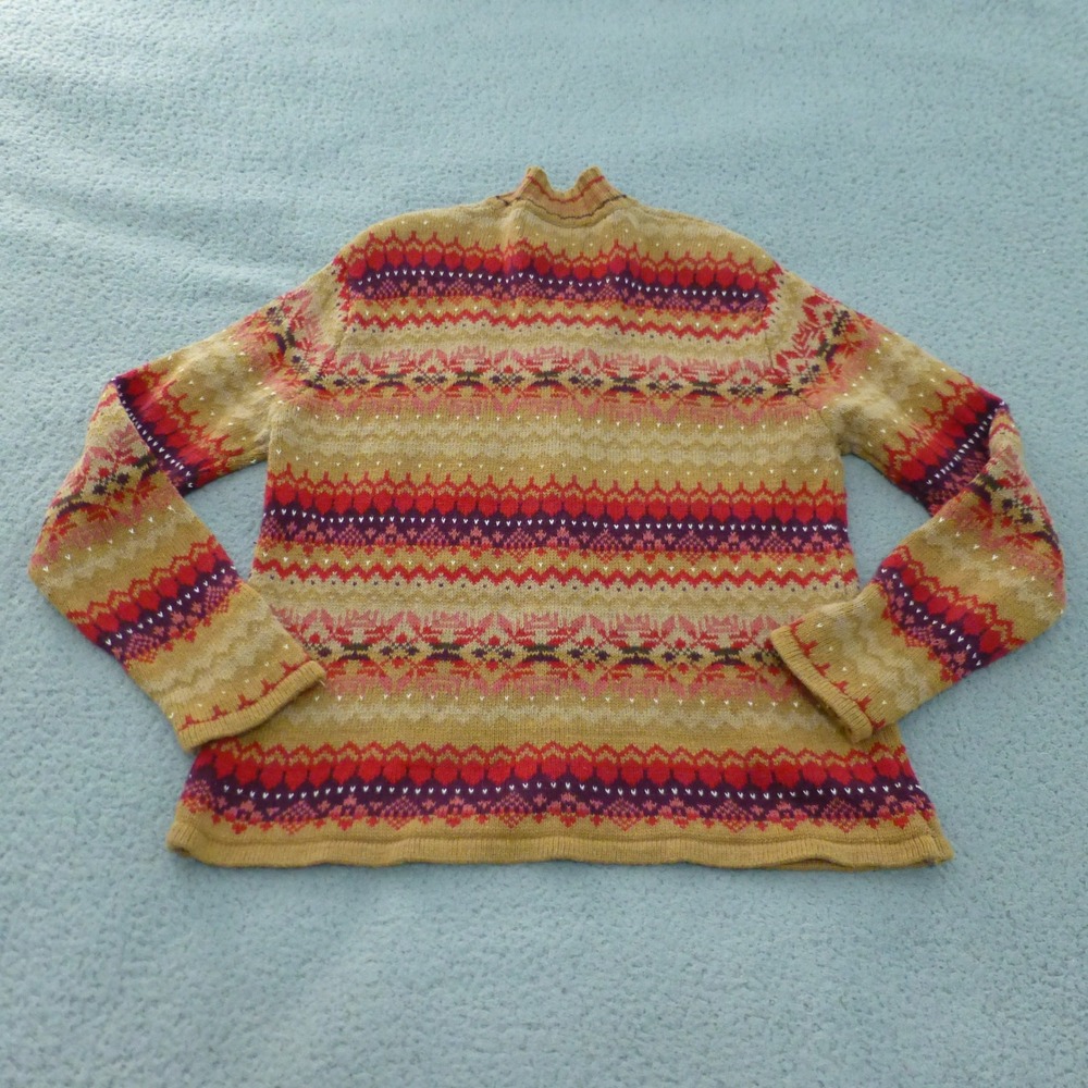 Tiara International Cardigan Sweater Womens Medium Fair Isle Zip Up Ramie Cotton - Picture 2 of 9